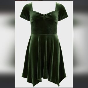 Killstar Dark Green Velvet Mini Dress
